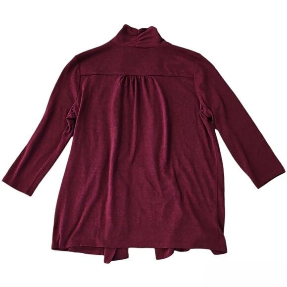 Talbots Women's Petite 3/4 Sleeve Open Cardigan Sweater Burgundy M - Picture 3 of 9